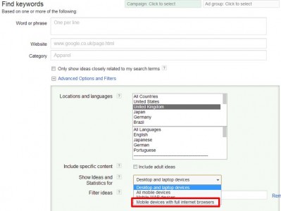 AdWords KeyWord Tool 