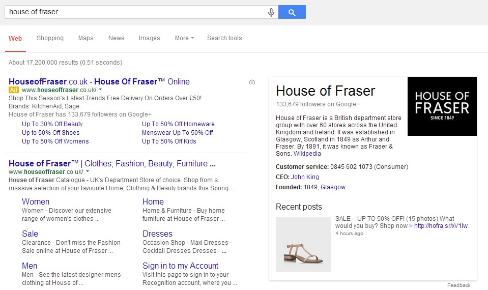 bidding on house of Fraser brand