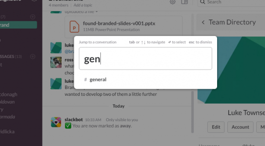 slack cntrl k