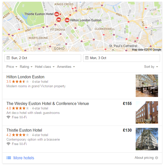 Local Pack Listing London Hotels