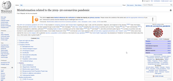COVID-19 misinformation is so prevalent that it has its own Wikipedia page.