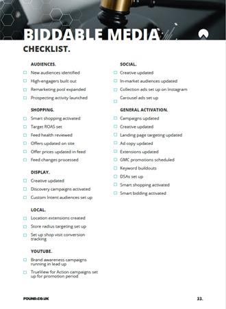 BIDDABLE MEDIA BLACK FIRDAY CHECKLIST