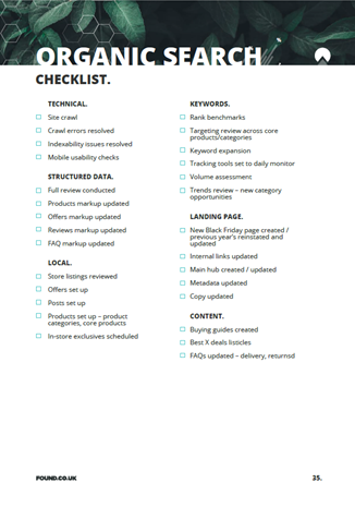 SEO BLACK FRIDAY CHECKLIST