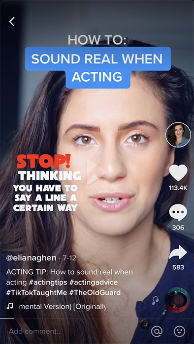 A screenshot of a tiktok video showing multiple subtitle styles, white text and white text on a blue background.